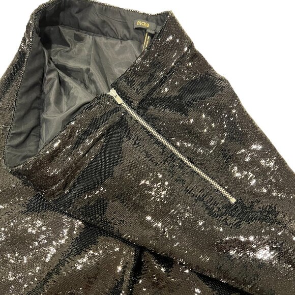 Maje Women's Black Mini Sequin Wide Leg Cropped Pant, 6 - Picture 6 of 9